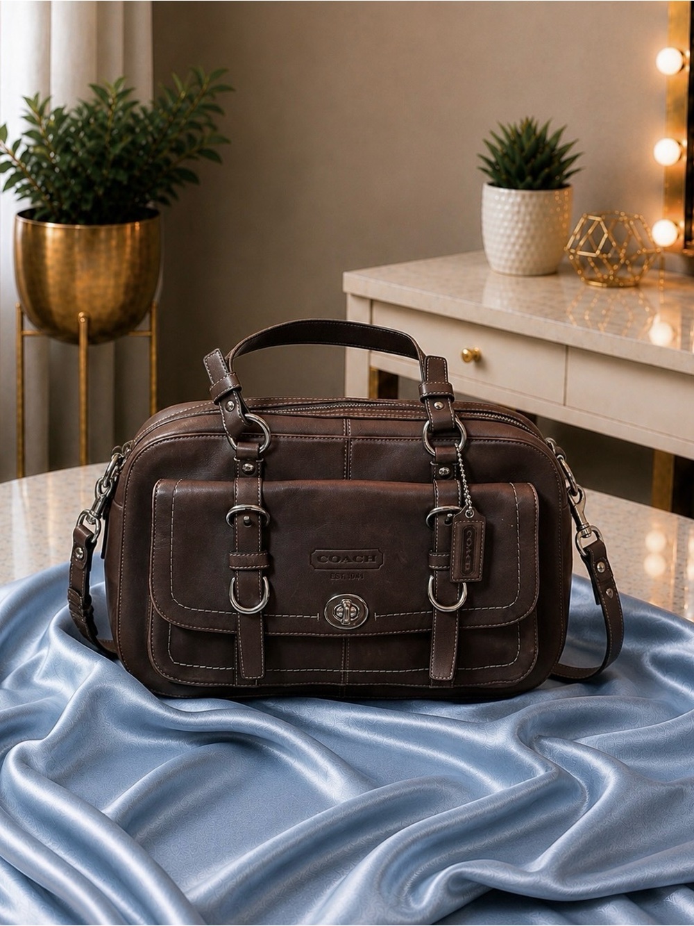 Coach Brown Leather Soho Hamptons Satchel Shoulder Bag/Weekender Bag F14017